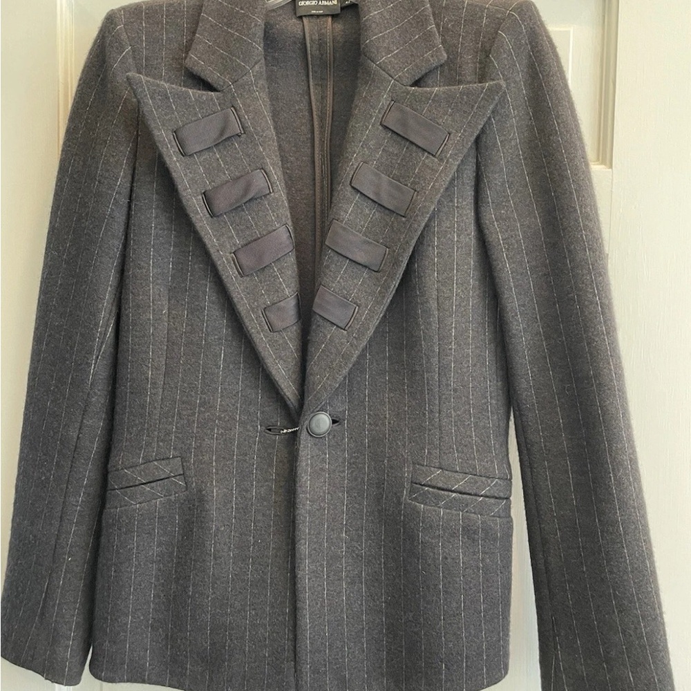 Giorgio Armani Charcoal Pinstripe Blazer